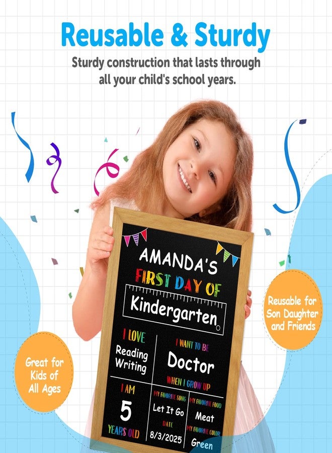 PETCEE First Day of School Sign - Wood Frame Double Sided Back to School Chalkboard Reusable Erasable 10"x 12" 1st Day of Preschool Pre-K Kindergarten Gifts for Daughter Son Boys Girls - Image 5