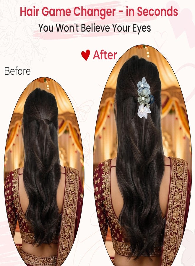 TEMPERIA (1pc) Flower Hair Claw Clips for Women | Aesthetic & Stylish Clutchers Hair Accessories for Women for Wedding & Party | Big Flower, Strong Grip & Durable | Multicolor - Image 5