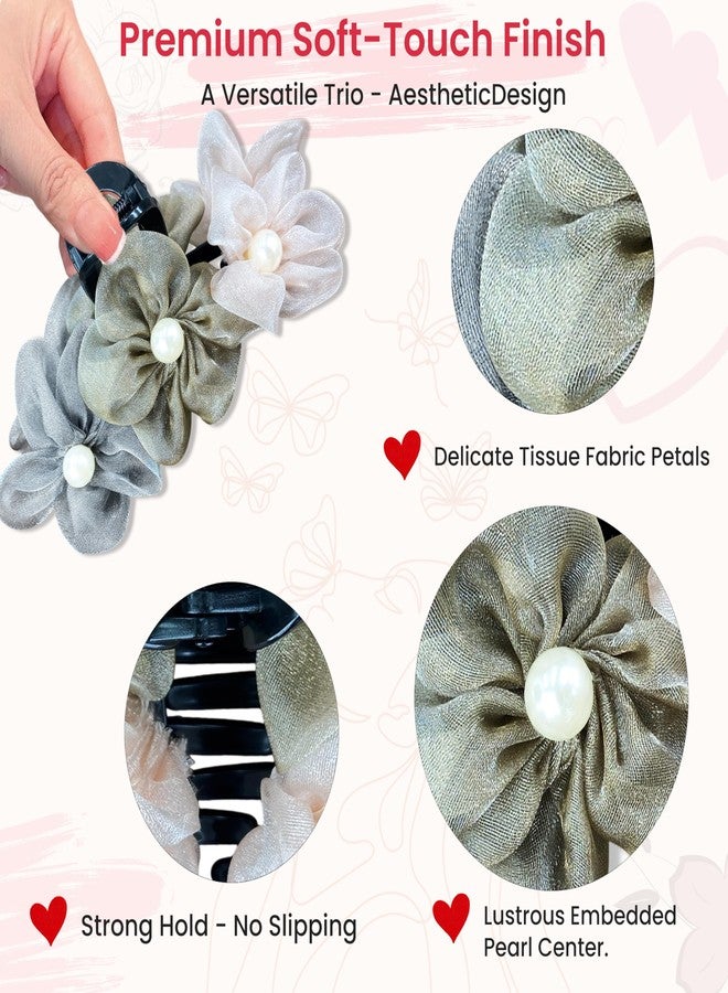 TEMPERIA (1pc) Flower Hair Claw Clips for Women | Aesthetic & Stylish Clutchers Hair Accessories for Women for Wedding & Party | Big Flower, Strong Grip & Durable | Multicolor - Image 3
