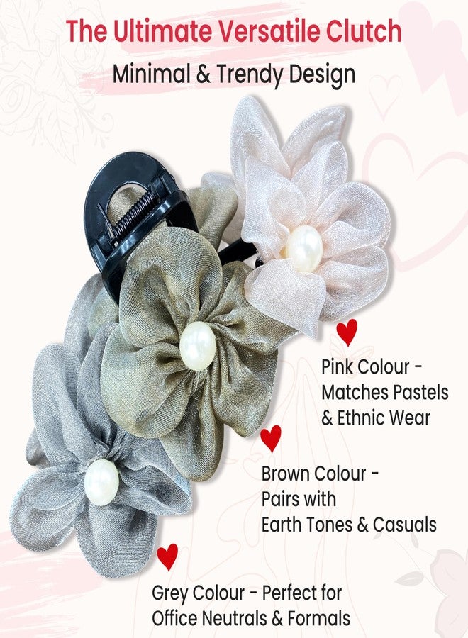 TEMPERIA (1pc) Flower Hair Claw Clips for Women | Aesthetic & Stylish Clutchers Hair Accessories for Women for Wedding & Party | Big Flower, Strong Grip & Durable | Multicolor - Image 2