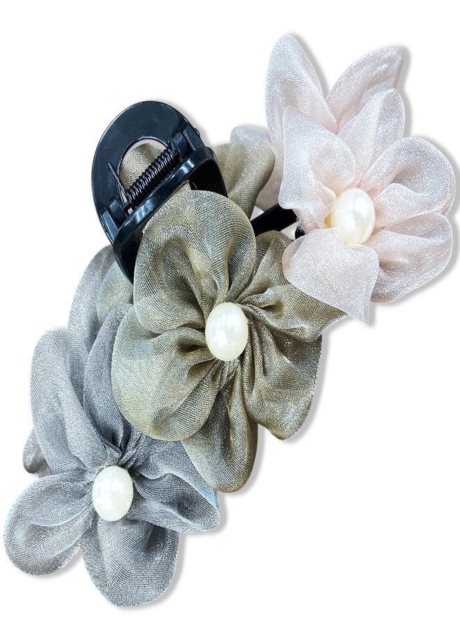 TEMPERIA (1pc) Flower Hair Claw Clips for Women | Aesthetic & Stylish Clutchers Hair Accessories for Women for Wedding & Party | Big Flower, Strong Grip & Durable | Multicolor - Image 1