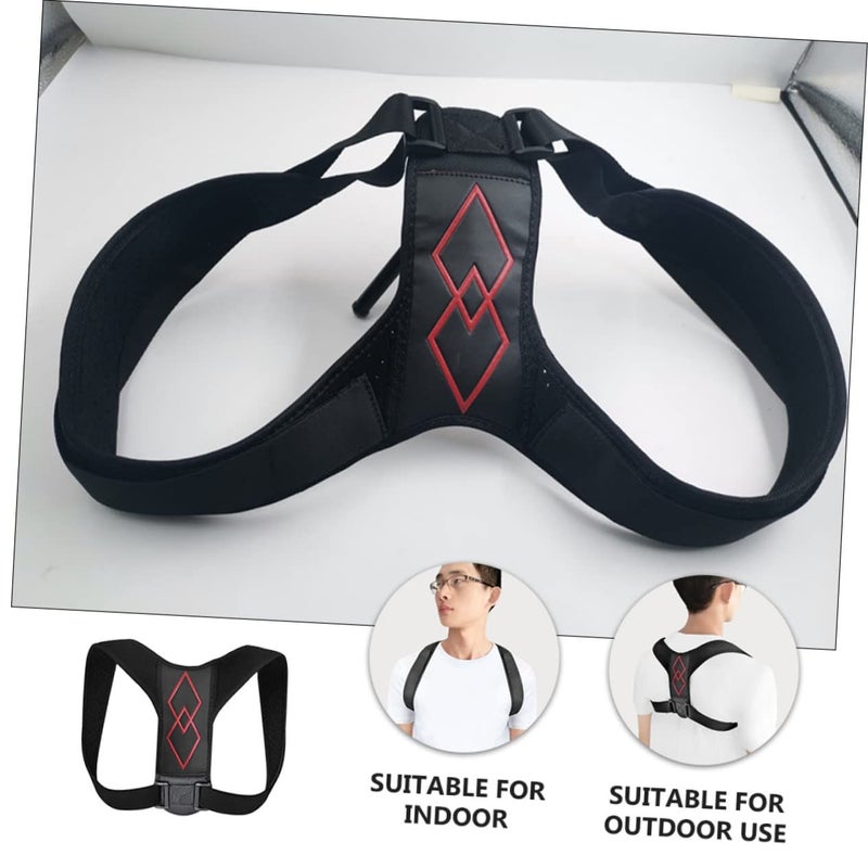 Black Posture Corrector Belt Breathable Adjustable Back Trainer 29x20x1cm - Image 3
