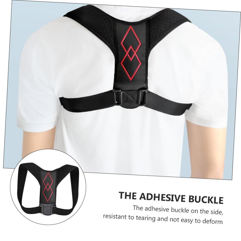 Black Posture Corrector Belt Breathable Adjustable Back Trainer 29x20x1cm - Image 4