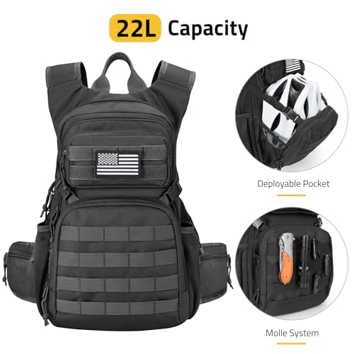 CVLIFE Tactical Hydration Backpack 3L Lightweight Water Bag Hydration Pack Hiking Backpack with Water Bladder for Men Women Heavy Duty Molle Water Backpack for Cycling Running Hunting Black - Image 3