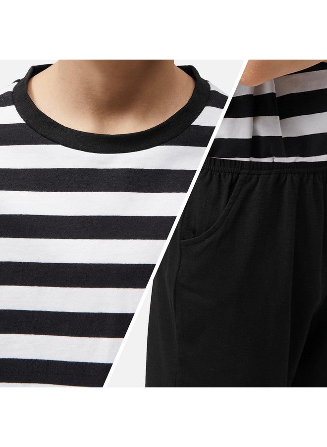 Spooktacular Creations Halloween Kids Costume Cosplay For Boys, Child Halloween Black And White Striped Shirt With Short And Socks For Halloween Costume Parties (3T)  - Image 4