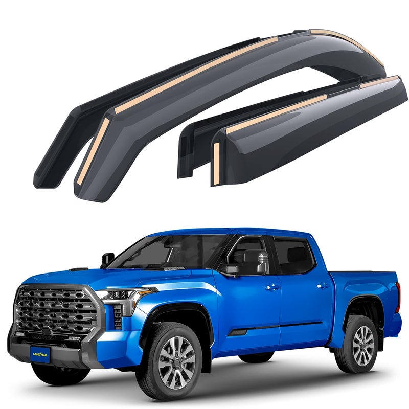 Goodyear Shatterproof inChannel Window Deflectors for Toyota Tundra 20222025 CrewMax Rain Guards Window Visors for Cars Vent Deflector Car Accessories 4 pcs GY007965