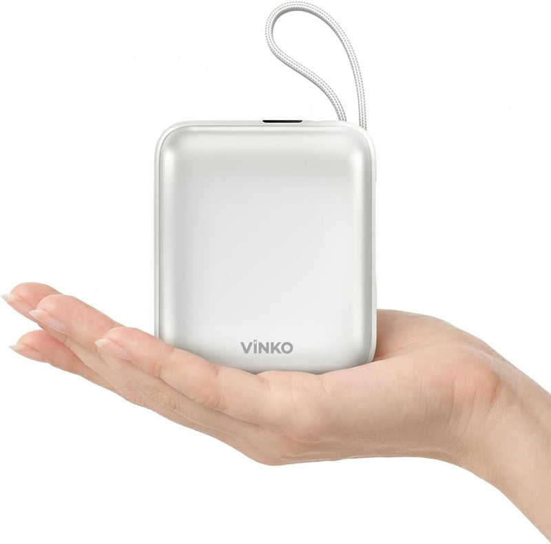Vinko بنك طاقة سعة 10000 مللي أمبير، شحن سريع بقدرة 22.5 واط، بنك طاقة محمول فائق الصغر مع كابلات مدمجة، 3 مخارج، شاشة LED، شاحن سفر بحجم الجيب لأجهزة iPhone 17/16/15 وSamsung S25/24 وأندرويد (رمادي) - Image 1