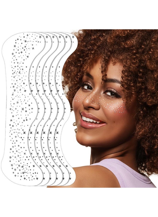 FANDAMEI FANDAMEI Glitter Freckles, 6PCS Glitter Freckles Silver, Face Glitter Makeup Speckles. Glitter Face Speckles, Makeup Patches, Face Glitter Speckles for Women, 6PCS (Silver)  - Image 1