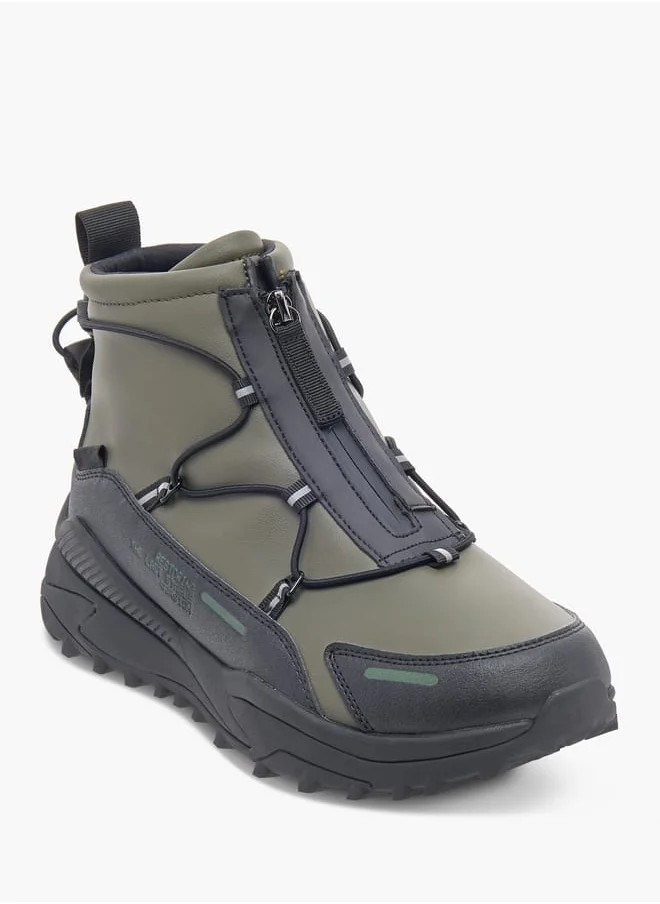 لي كوبر Mens Solid Chukka Boots with Lace Detail and Zip Closure