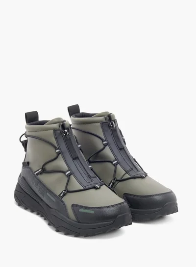 Lee Cooper Mens Solid Chukka Boots with Lace Detail and Zip Closure