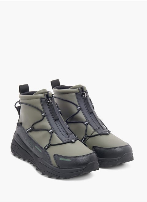 Mens Solid Chukka Boots with Lace Detail and Zip Closure
