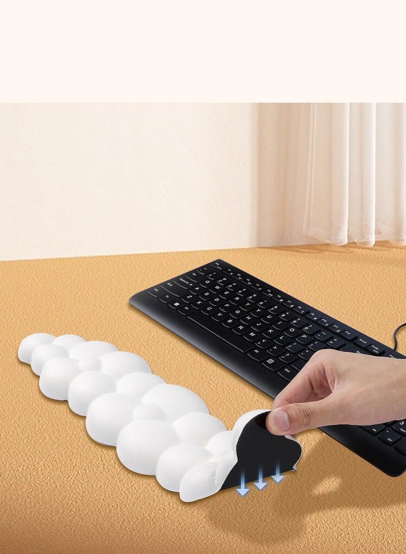 Keyboard Wrist Rest Set Cute Cloud Shape Wrist Rest Support for Mouse Keyboard Computer Elbow Pad Arm Rest Mouse Wrist Cushion, Ergonomic Design for Typing Comfortably - Image 4