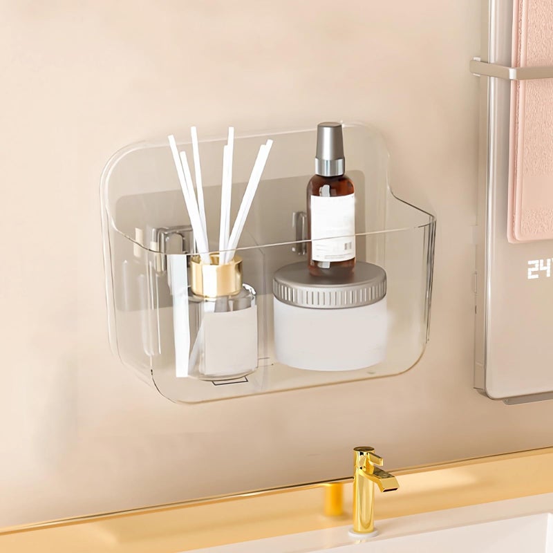 Diesisa Acrylic Wall Mount Organizer  Self Adhesive Organizer for Wall  Cabinet Door Organizer  No Drilling Hang Walls  with 2 Compartments  for Bathroom  Pantry  Kitchen  Utility Room - Image 1