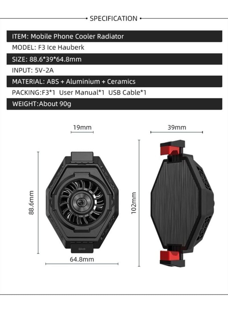 مروحة رادياتير لاسلكية للهاتف مزودة بمقبض قابل للتعديل - Image 3