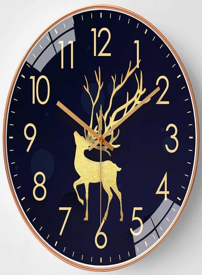 Arabs Modern Silent Non-Ticking Wall Clock 12 Inch - Stylish Designer Analog Clock for Living Room, Bedroom, Office & Kitchen | Decorative Wall Clock for Home Decor (Golden Dear) - Image 1