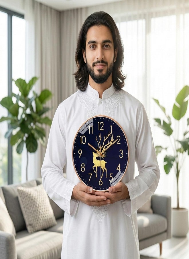 Arabs Modern Silent Non-Ticking Wall Clock 12 Inch - Stylish Designer Analog Clock for Living Room, Bedroom, Office & Kitchen | Decorative Wall Clock for Home Decor (Golden Dear) - Image 5