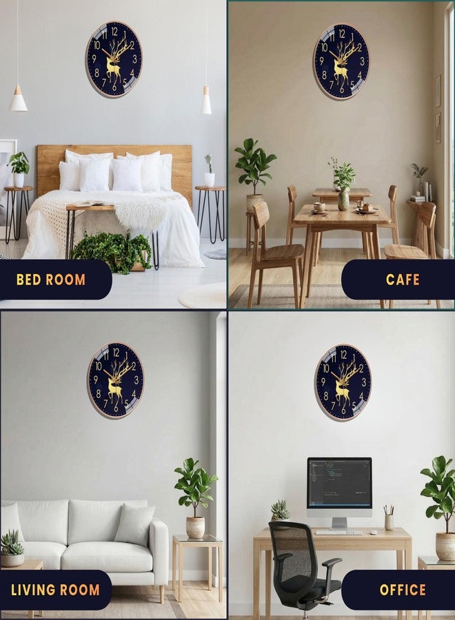 Arabs Modern Silent Non-Ticking Wall Clock 12 Inch - Stylish Designer Analog Clock for Living Room, Bedroom, Office & Kitchen | Decorative Wall Clock for Home Decor (Golden Dear) - Image 4