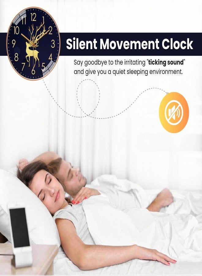 Arabs Modern Silent Non-Ticking Wall Clock 12 Inch - Stylish Designer Analog Clock for Living Room, Bedroom, Office & Kitchen | Decorative Wall Clock for Home Decor (Golden Dear) - Image 3