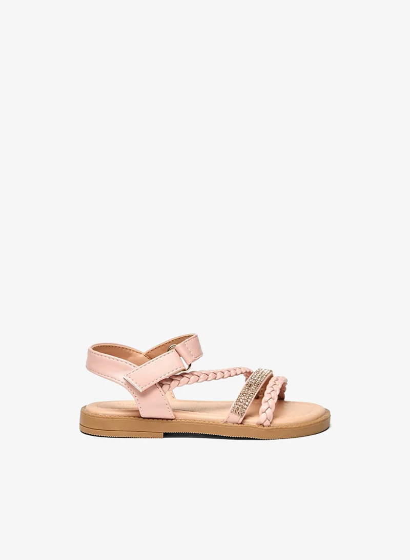 Flora Bella By Shoexpress Girls Embellished Sandals with Hook and Loop Closure