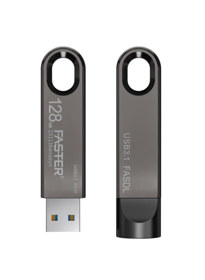 Faster - 128GB 3.1 USB Flash Drive - Gen 1 Super Fast Pendrive with Metal Body - High Speed Jump Drive Memory Stick - Transfer Speed Up to 80 Mbps - For Laptop, Smart TV, Car, Speaker - Image 1