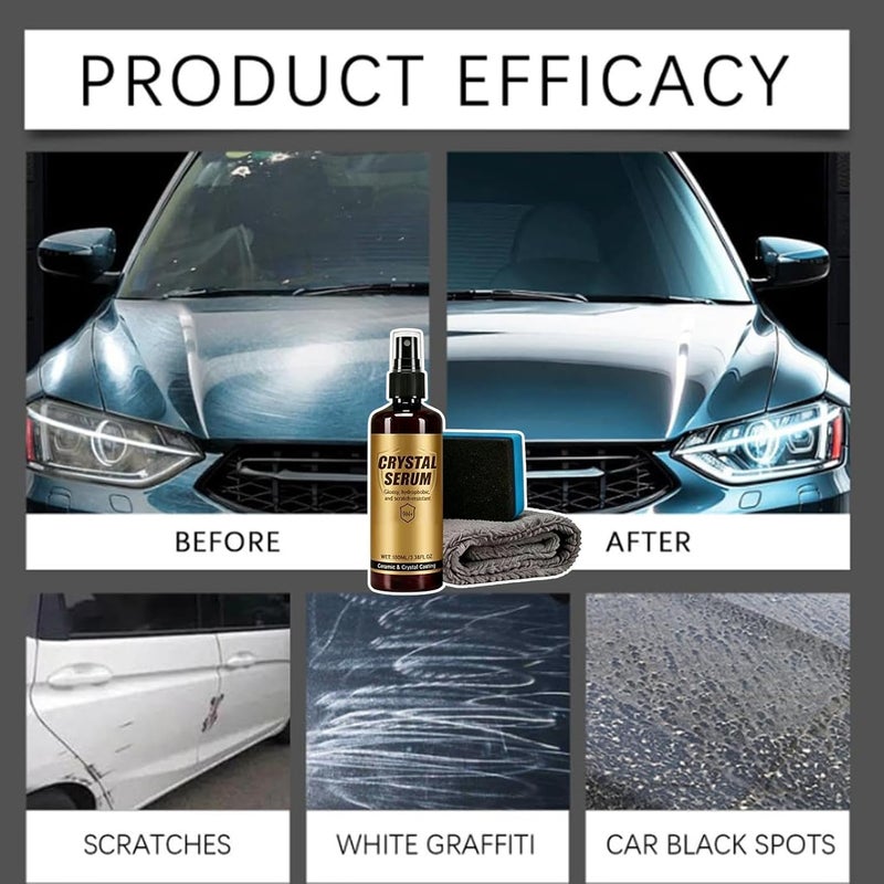 Ceramic Coating for Cars,100ml Paint Protection Spray | Car Ceramic Coating Kit with Sponge and Cloth - for Workshop Garage SUV Truck Automotive Maintenance - Image 4