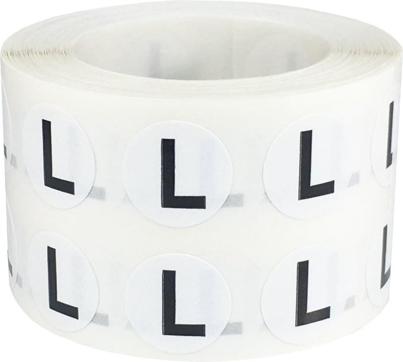 InStockLabels.com Alphabet Letters L Stickers for Arts and Crafts, Semi-Gloss Paper with Strong Adhesive, Ideal for Inventory Organization, and Filing, 1/2 Inch Round, 1000 Labels per Roll - Image 1