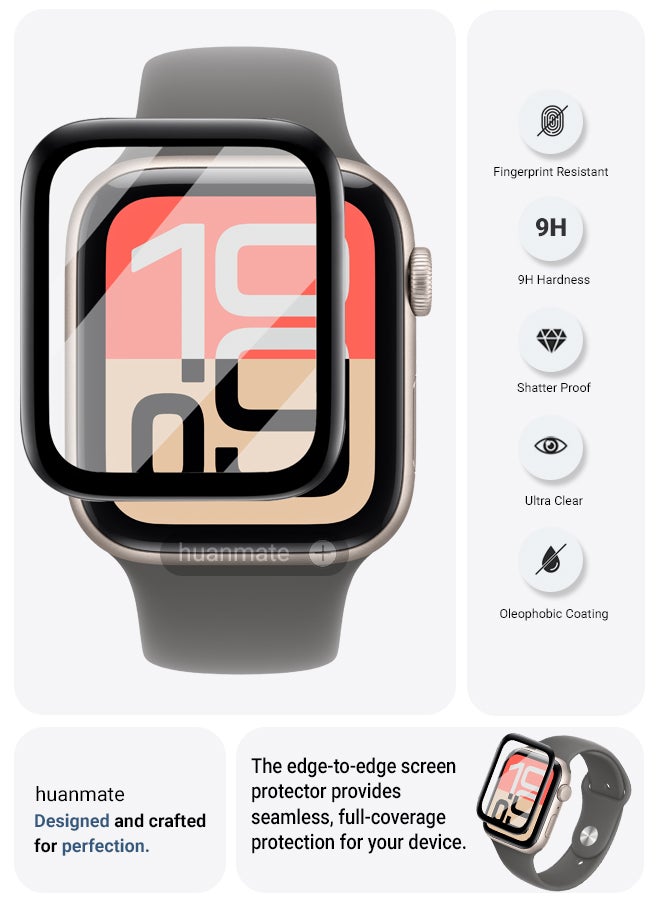 huanmate 2 Pieces Apple Watch SE 3 44mm Premium Screen Protector- Crisp Clarity, Ultimate Safety, Shield Against Smudges, Reliable Quality, Easy Installation & Removal - Image 2