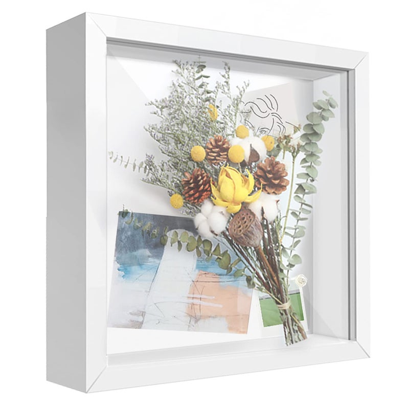 sunmeg 3D Shadow Box 8x8 Picture Frame Wooden Deep Box Display Photo Frames for Crafts Anniversary Wedding Graduation