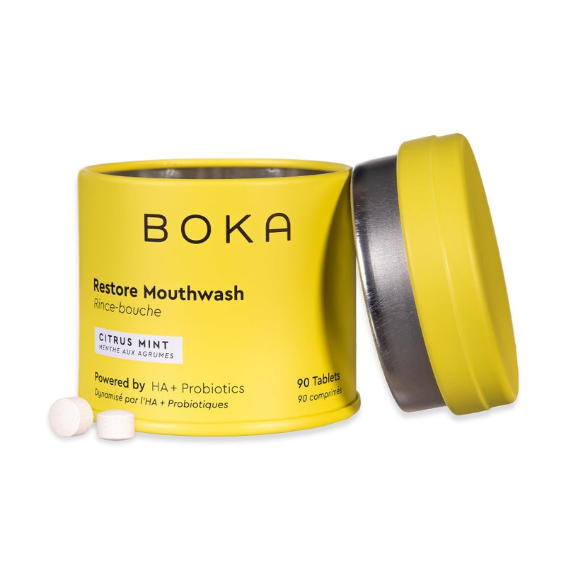 Boka Travel Size Mouthwash Tablets Hydroxyapatite Fluoride Free Alcohol Free Chewable Tablets to Freshen Breath Kill Odor Quickly Helps Remineralize Teeth 90 Pcs Citrus Mint