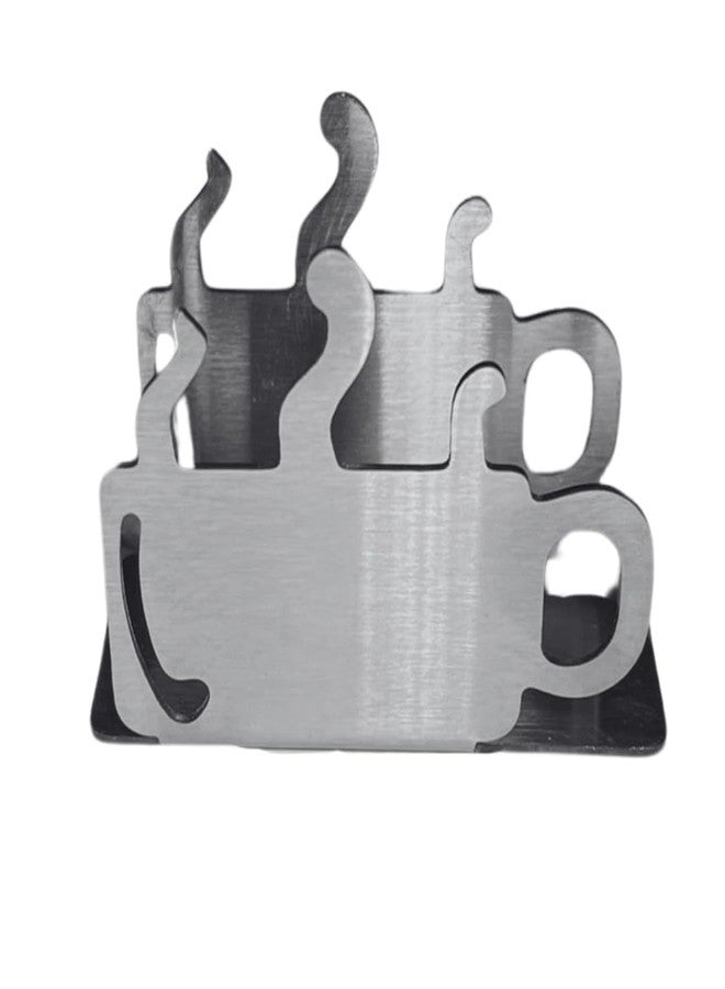 Rattleware Coffee Cup Business Card Holder Stainless Steel Desk Organizer - Image 1