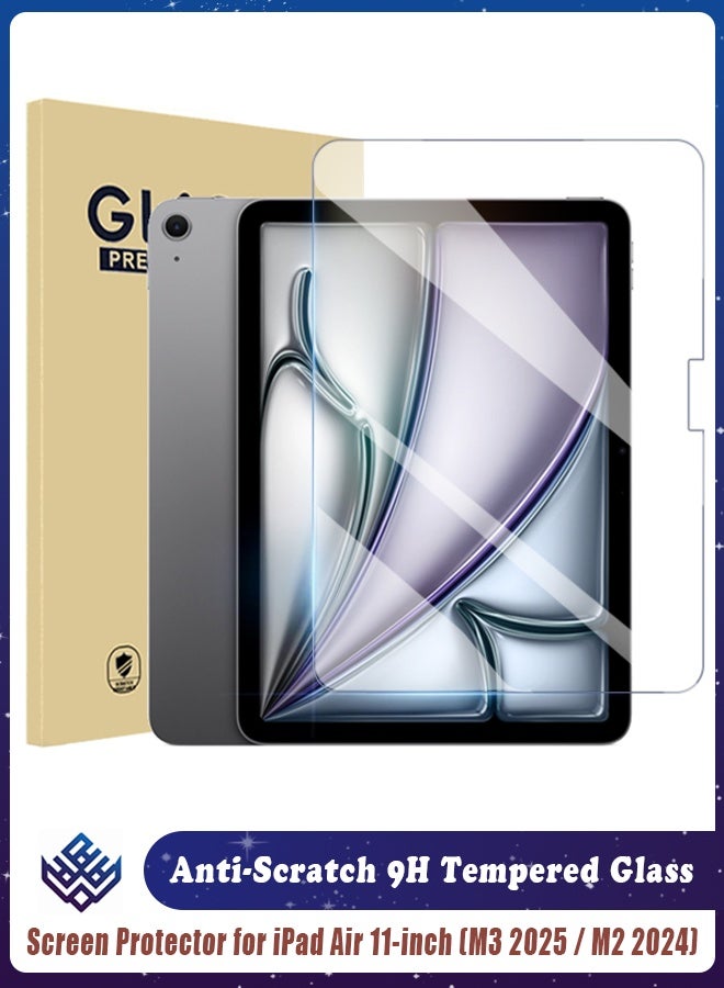 وايكيل واقي شاشة لجهاز iPad Air مقاس 11 بوصة (M3 2025 / M2 2024) - واقي غشاء زجاجي مقوى لجهاز iPad A3266، A3267، A3270، A2902، A2903، A2904، صلابة 9H، شفاف عالي الوضوح - Image 1