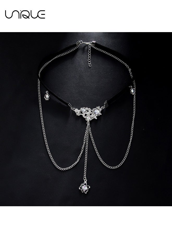 Unique - Women's Leg Chain Jewelry - Thigh Chain - High Elasticity Leg Chain + Waist Chain - Diamond Tassel Leg Chain - Glitter Body Chain Fashion Pendant Body Jewelry Girl Beach Summer Vacation Accessories (S - Image 1