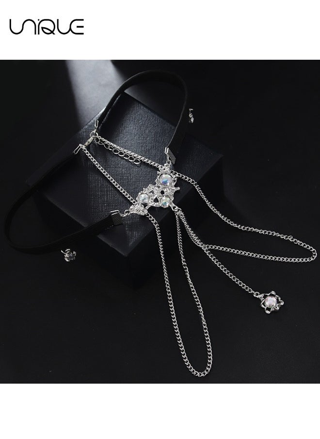 Unique - Women's Leg Chain Jewelry - Thigh Chain - High Elasticity Leg Chain + Waist Chain - Diamond Tassel Leg Chain - Glitter Body Chain Fashion Pendant Body Jewelry Girl Beach Summer Vacation Accessories (S - Image 1