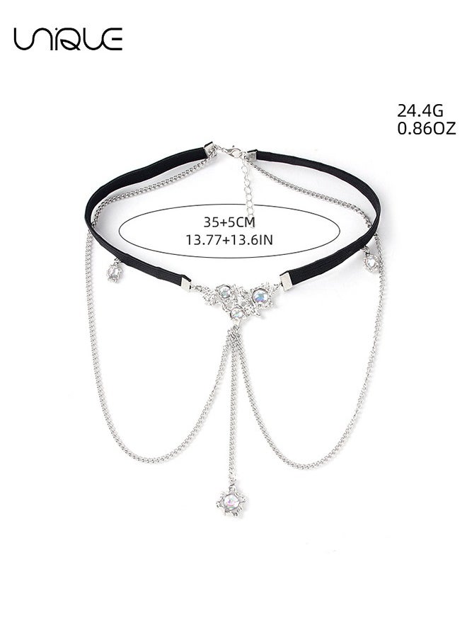 Unique - Women's Leg Chain Jewelry - Thigh Chain - High Elasticity Leg Chain + Waist Chain - Diamond Tassel Leg Chain - Glitter Body Chain Fashion Pendant Body Jewelry Girl Beach Summer Vacation Accessories (S - Image 1