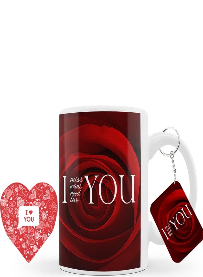 كوب قهوة مطبوع عليه عبارة "أفتقدك" من كاميري بازار، مع ميدالية مفاتيح وهدية عيد ميلاد للزوج أو الزوجة، له أو لها، وللطالب أو المعلم، للرجال والنساء - Image 1
