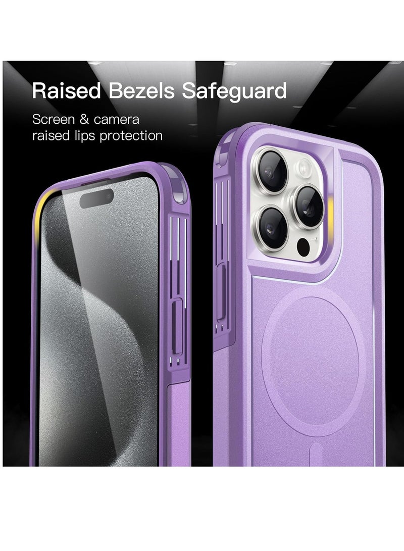 Jetech iPhone 15 Pro 6.1 Inch Compatible with MagSafe Heavy Duty Dual Layer Rugged Protection Shockproof Protective Tough Phone Magnetic Cover Light Purple - Image 5