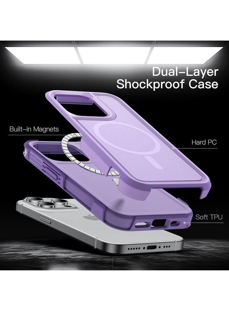 Jetech iPhone 15 Pro 6.1 Inch Compatible with MagSafe Heavy Duty Dual Layer Rugged Protection Shockproof Protective Tough Phone Magnetic Cover Light Purple - Image 2