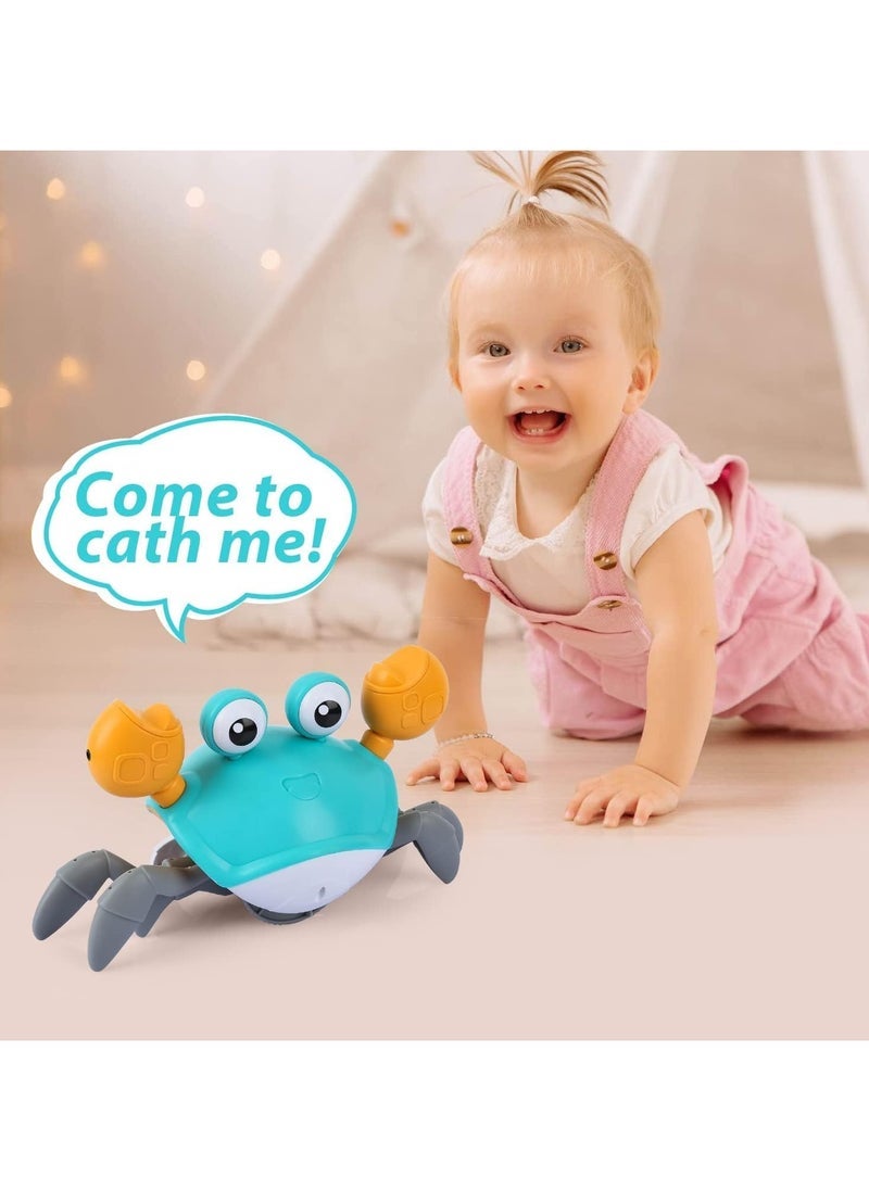 ELTRAZONE Green Crawling Crab Baby Toy – Musical Moving Crab for Infants 3-12 Months & Toddlers 0-36 Months – Interactive Learning Toy with Smart Obstacle Avoidance & Crawl Training – Fun Birthday Gift for Boys & Girls – USB Rechargeable  - Image 4