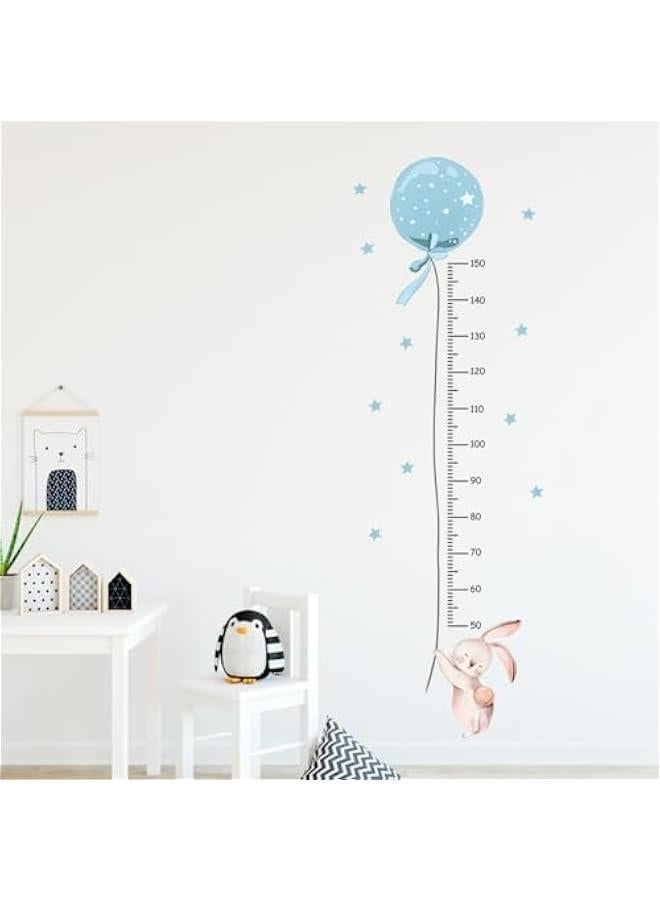 ملصقات حائط لغرفة الاطفال من يوتدمك، ملصقات حائط لقياس الارتفاع لغرفة الاطفال بتصميم كرتوني على شكل ارنب بالون الارتفاع ومخطط للنمو، ملصقات جدارية لتزيين خلفية غرفة الاطفال والحضانة ورياض الاطفال - Image 4