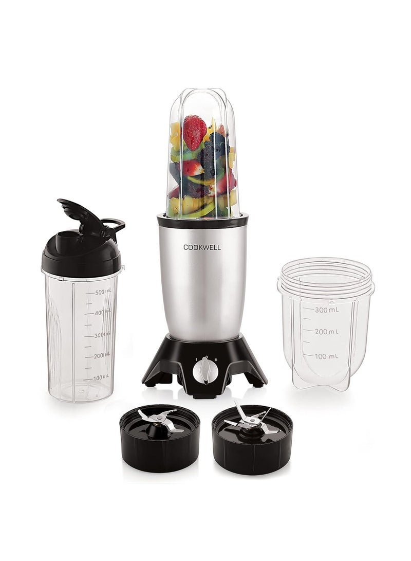 COOKWELL خلاط ومطحنة كوكويل بوليت (3 جرار، شفرتان، فضي) - نحاسي، 600 واط - ضمان لمدة عامين - Image 3