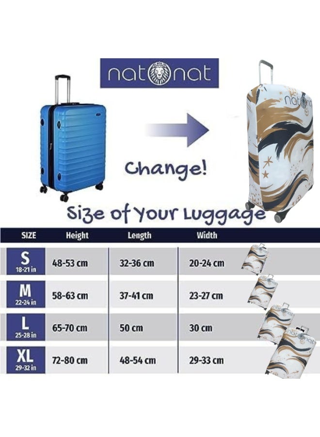 natOnat Travel Luggage Cover Protector - Suitcase Cover - Stretchy, Washable Spandex & Polyester - Protects Against Dirt & Scratches - Madrid Design - Fits 48-53 CM Height (Small) - Image 2