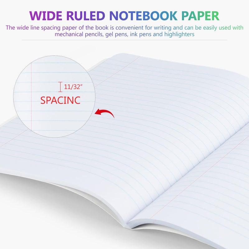 Yeplan Composition Notebooks 4 pack, Wide Ruled Notebook Paper, 9 3/4" x 7 1/2", 80 Sheets/160 Pages, Pastel Marble Hard Cover Composition Notebook, Aesthetic School & Office Supplies (4, Pastel Colors) - Image 4