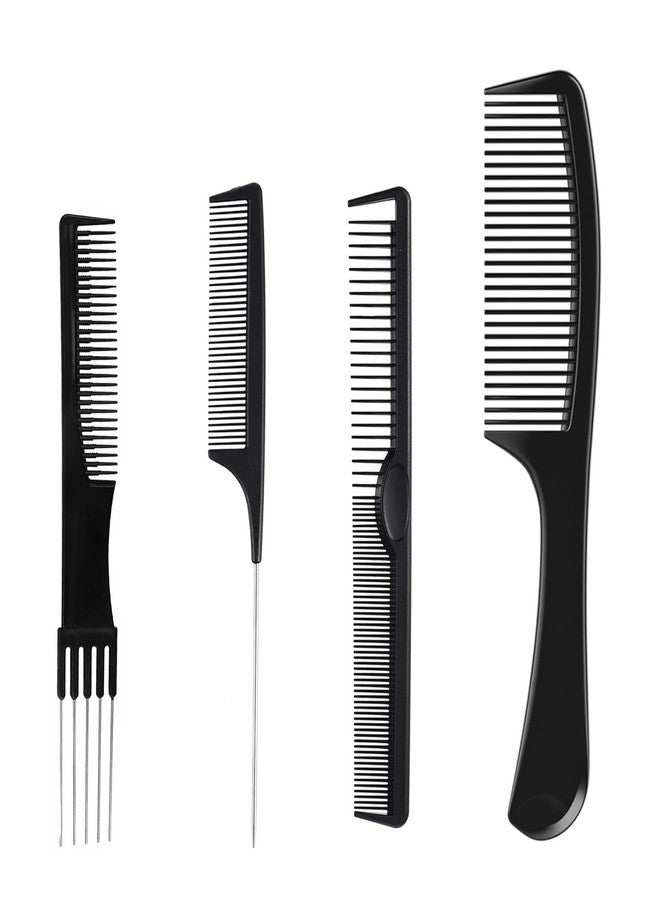 والد مجموعة والْد من 4 أمشاط ذيل الفأر، أمشاط تصفيف الشعر مع شعيرات معدنية، أمشاط شعر للنساء والرجال (أسود) - Image 1