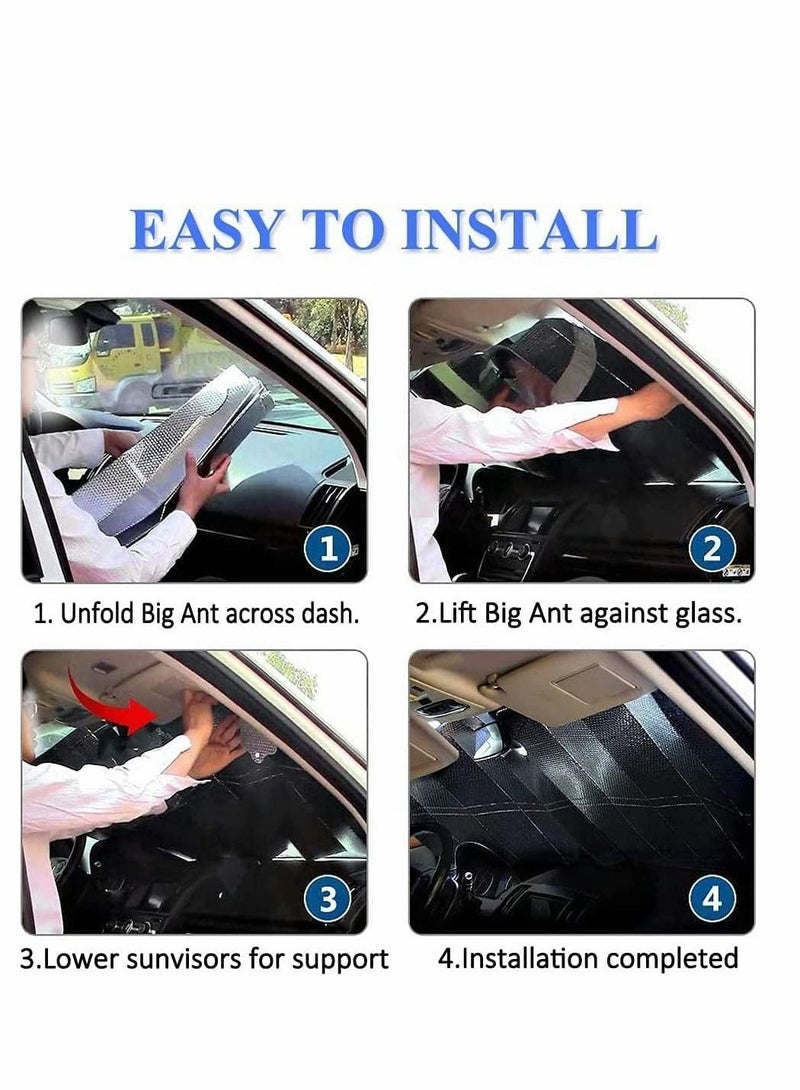 Y&D Car Windscreen Sun Shade Windshield UV Screen Protector Foldable Universal Against Frost Dust for SUV Truck 150cmx80cm  - Image 3