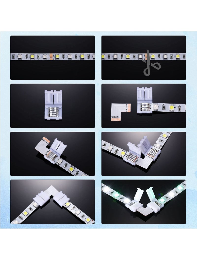 35 Pcs LED Strip Connector 5 Pin Solderless LED Light Connector L Shape LED Lights Extension T Shape Solderless LED Adapter Connector for 5050 3528 LED String Light Extending Connection 10 mm  - Image 3