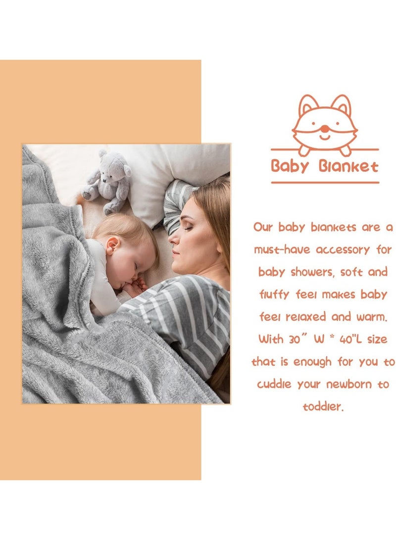 Newborn Gift Sets - Baby Gift Basket for Girls Boys, Unique Baby Shower Gifts Basket Essential Stuff with Baby Lovey Blanket Newborn Bibs Socks Wooden Rattle & Greeting Card (Elegant Grey) - Image 2