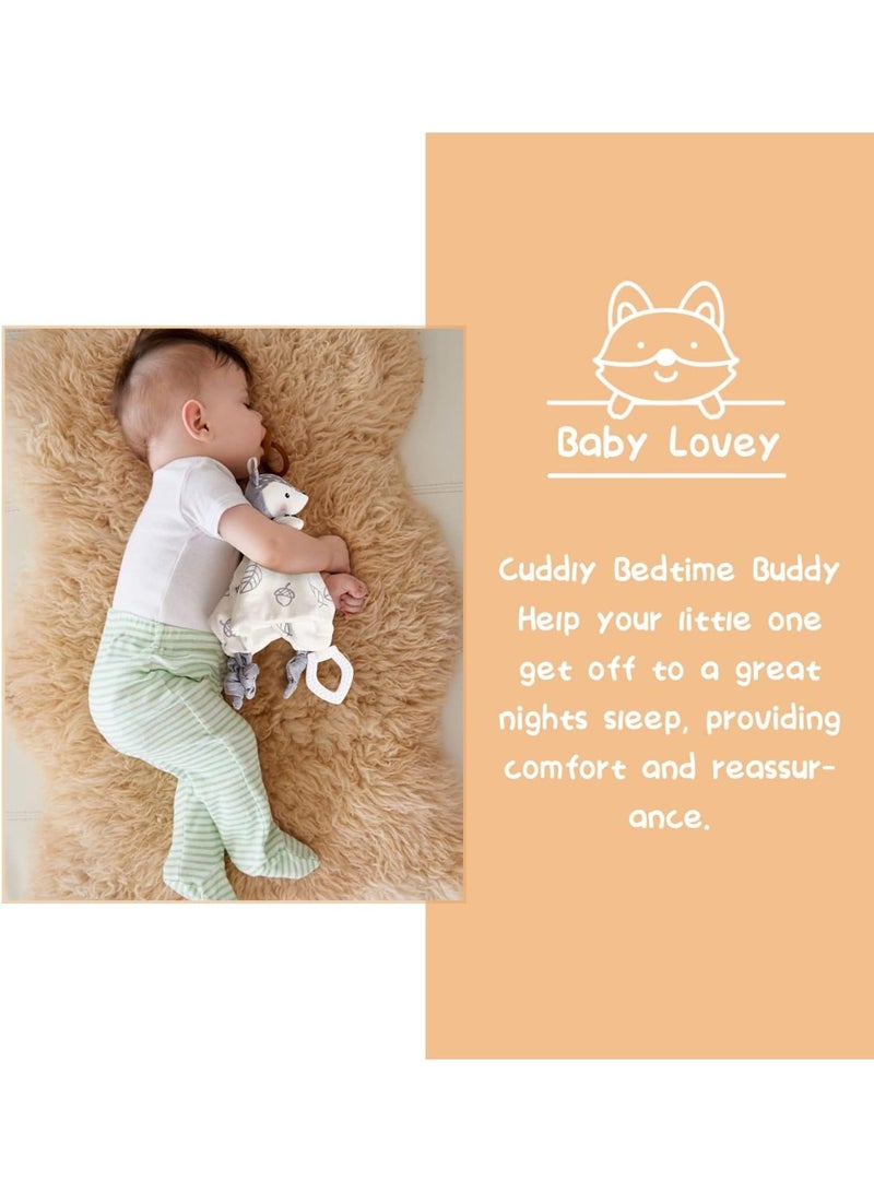 Newborn Gift Sets - Baby Gift Basket for Girls Boys, Unique Baby Shower Gifts Basket Essential Stuff with Baby Lovey Blanket Newborn Bibs Socks Wooden Rattle & Greeting Card (Elegant Grey) - Image 3