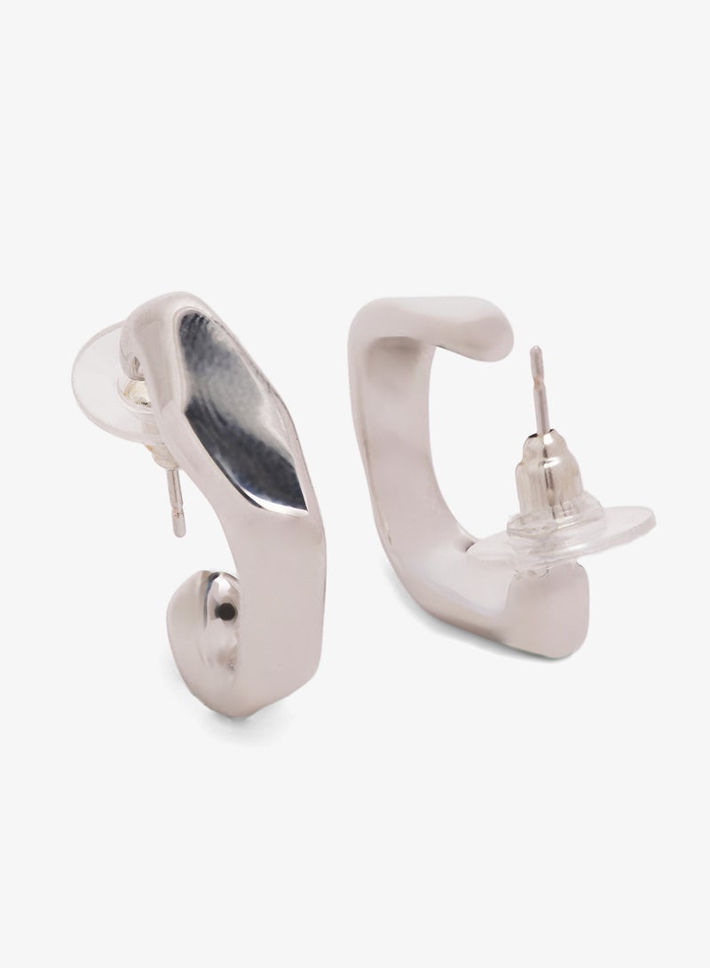 Ginger 2 PK Asymmetrical Gold Hoop Earrings - Image 4