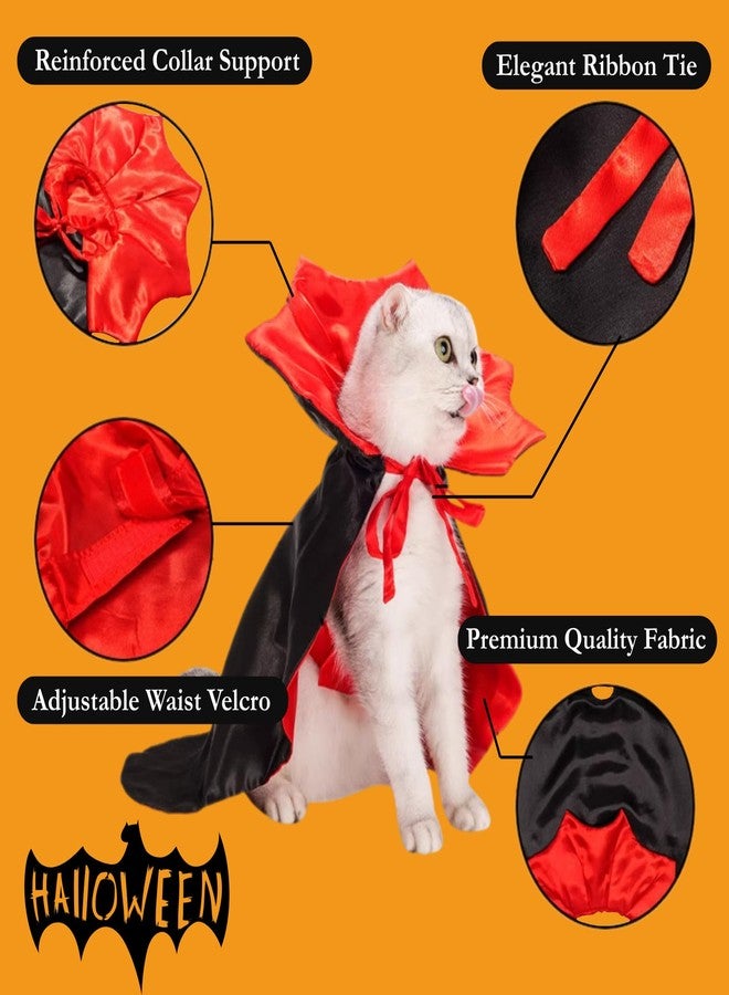 Urnat Cat/Dog Vampire Costume, Cute Funny Scary Pet Cape Cloak Clothes for Kitten & Small Medium Large Dogs, Dress Up Outfit for Halloween Cosplay (Medium) - Image 2