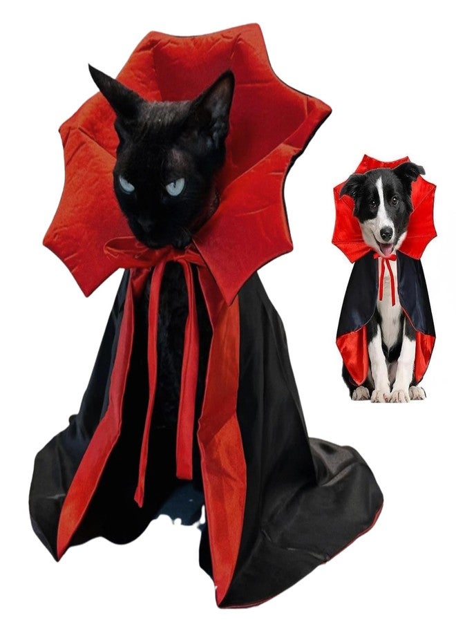 Urnat Cat/Dog Vampire Costume, Cute Funny Scary Pet Cape Cloak Clothes for Kitten & Small Medium Large Dogs, Dress Up Outfit for Halloween Cosplay (Medium) - Image 1